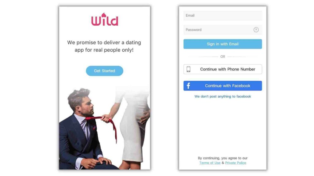 Wild Dating App Sign up